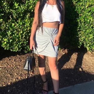LUSH gray knot mini skirt